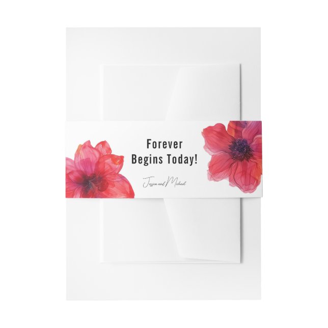 Forever Begins Today  Anemone Dreamscape Wedding Invitation Belly Band (Front Example)