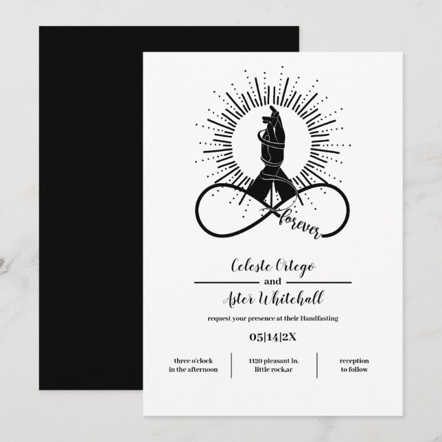 Forever Bound Hands Wiccan Union Handfasting Invitation (Front/Back)