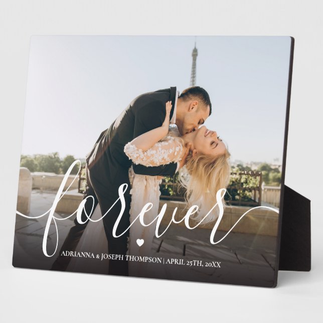 Forever Calligraphy Script Couple Wedding Photo Plaque (Side)