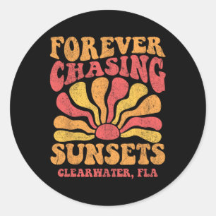 Forever Chasing Sunsets Clearwater Florida Beach 7 Classic Round Sticker