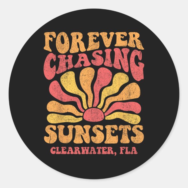Forever Chasing Sunsets Clearwater Florida Beach 7 Classic Round Sticker (Front)