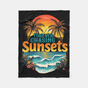 Forever Chasing Sunsets Summer Vibes Beach Family Fleece Blanket