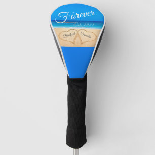 Forever Couples Names in Hearts in Sand  Golf Head Cover