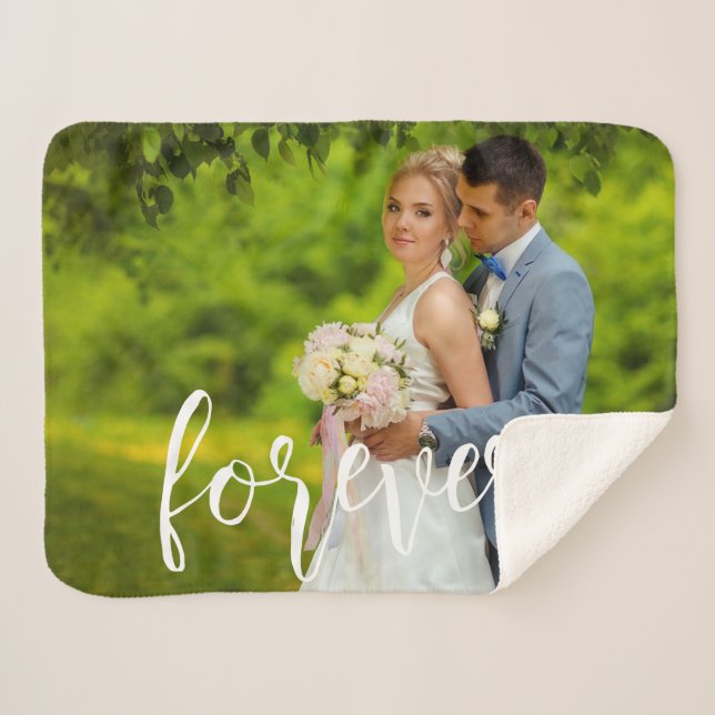 Forever Custom Wedding Photo Sherpa Blanket (Front (Horizontal))