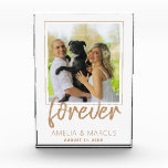 Forever Elegant Golden Script Wedding Keepsake Photo Block<br><div class="desc">Forever Elegant Golden Script Wedding Keepsake Photo Block. A keepsake wedding photo block with a wedding photo,  bride`s and groom`s names and a wedding date.</div>