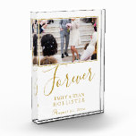 Forever Elegant Golden Script Wedding Photo Block<br><div class="desc">Forever Elegant Golden Script Wedding Photo Block. Add your favourite wedding photo into the template and personalize with your names and wedding date.</div>