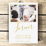 Forever Elegant Golden Script Wedding Photo Canvas Print<br><div class="desc">Forever Elegant Golden Script Wedding Photo Canvas Print. Add your favourite wedding photo into the template and personalize it with your names and wedding date.</div>