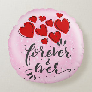 Forever & Ever - Coussin rond des coeurs