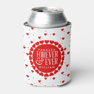 Forever & Ever Red & White Hearts Circle Can Cooler
