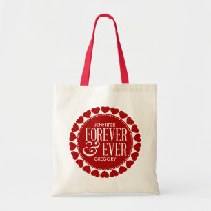Forever & Ever With Cute Red Hearts Circle Tote Bag
