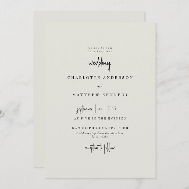 Forever Faithful Cream No Parents Wedding Invitation (Front/Back)