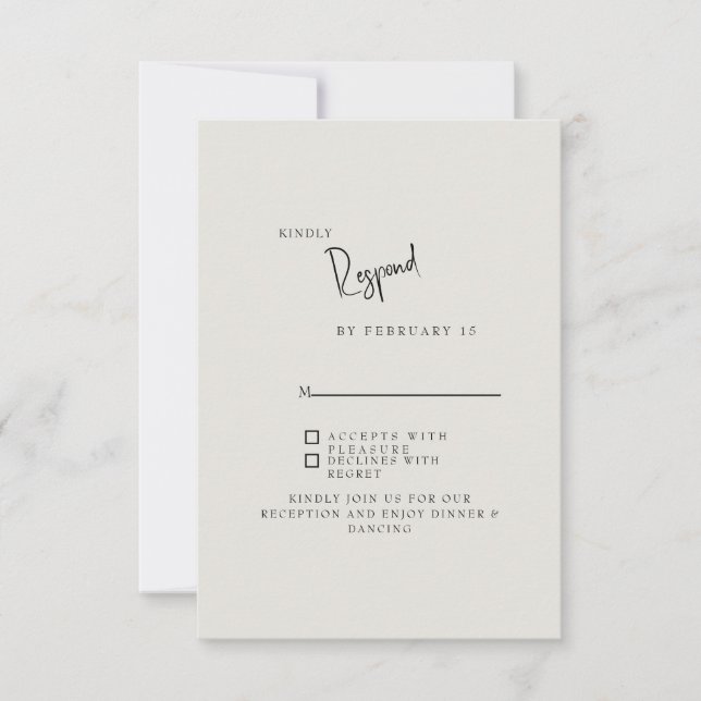 Forever Faithful Cream Simple mariage carte RSVP (Devant)
