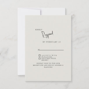 Forever Faithful Cream Simple Wedding  RSVP Card