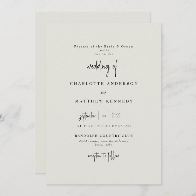 Forever Faithful Cream Wedding II Invitation (Front/Back)