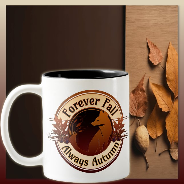 Forever Fall, Always Autumn Fox Two-Tone Coffee Mug (Creator Uploaded)