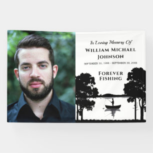 Forever Fishing Custom Photo Memorial Funeral Banner