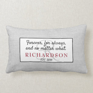 "Forever, For Always, No Matter What" Couple Gift Lumbar Pillow