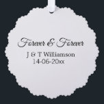 Forever & forever add couple name date love thanks ornament card<br><div class="desc">For lovers like us</div>