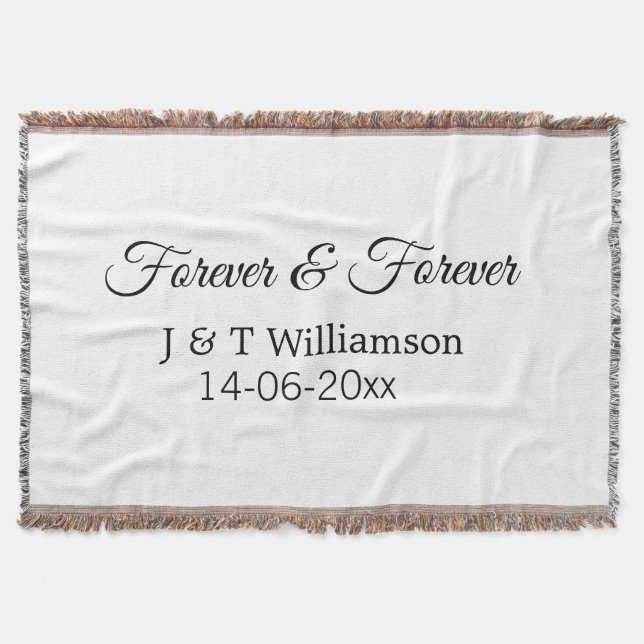 Forever & forever add couple name date love thanks throw blanket (Front)