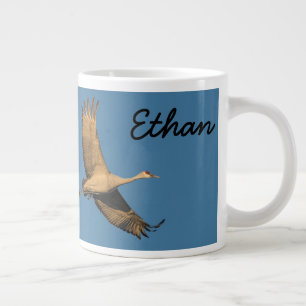 Forever Free Crane In Flight Personalize Name Large Coffee Mug