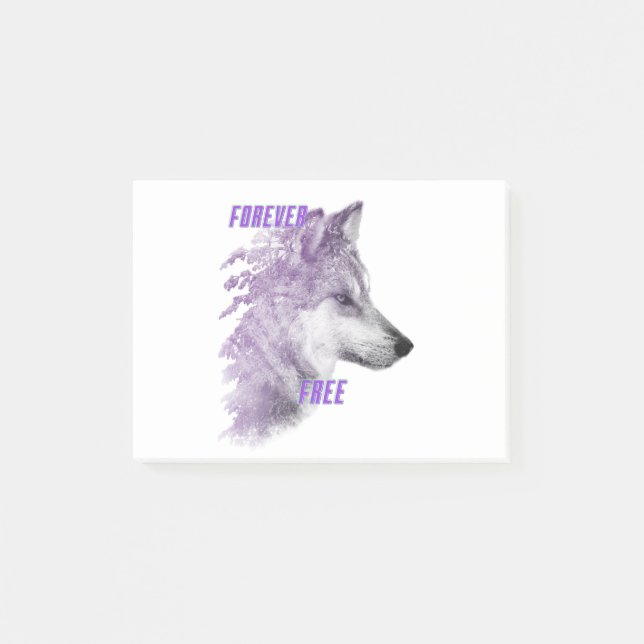 Forever Free Violet Wolf Post-it Notes (Front)