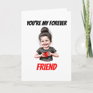 Forever friend caucasian girl showing heart holiday card