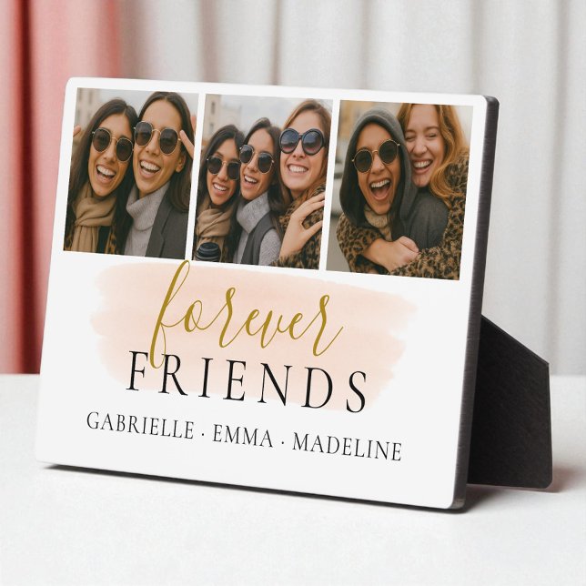 Forever Friends 3 Photo Collage Friendship Gift Plaque (Creator Uploaded)
