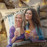 Forever Friends Love Heart Typography Square Photo Throw Pillow<br><div class="desc">Chic photo plaque with your own custom photo. A lovely photo gift with text overlay which reads "forever friends" in hand lettering and linked with a cute love heart. The photo template is set up for you to add your photo which will be displayed in square format so, if you...</div>