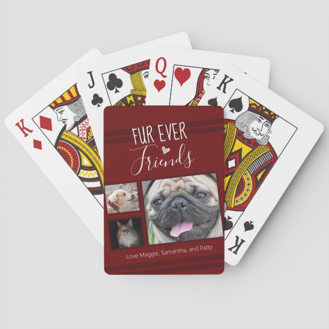 Forever Friends Pet Lovers Photo Collage Playing Cards (Back)
