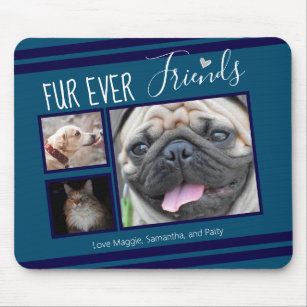 Forever Friends Pet Photo Collage Blue Mouse Pad