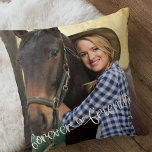 Forever Friends Square Photo Love Heart Typography Throw Pillow<br><div class="desc">Chic photo plaque with your own custom photo. A lovely photo gift with text overlay which reads "forever friends" in hand lettering and linked with a cute love heart. The photo template is set up for you to add your photo which will be displayed in square format so, if you...</div>