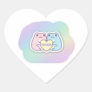 Forever Frog Sticker Cute Couple Frogs Holding Hea
