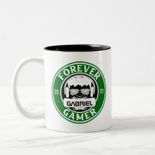 Forever Gamer, Personalized Name Print Two-Tone Coffee Mug