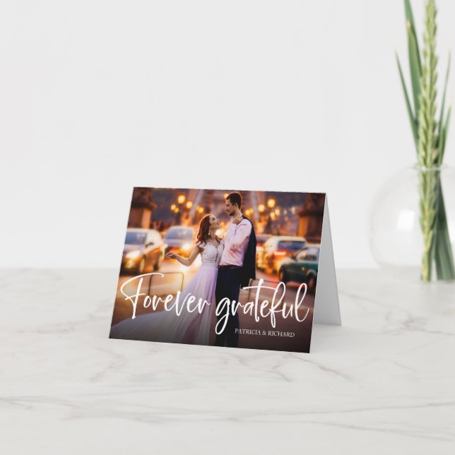 Forever Grateful Cute Wedding Thank You Photo Card (Front)