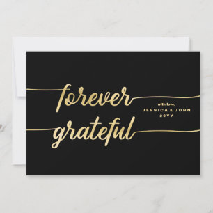 Forever Grateful Gold Calligraphy Photo Wedding Thank You Card