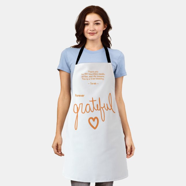 Forever Grateful Personalized Thanksgiving Gift  Apron (Worn)