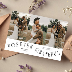 Forever Grateful White Wedding Multi Photo  Thank You Card