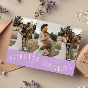 Forever Grateful Wisteria Wedding Multi Photo Thank You Card