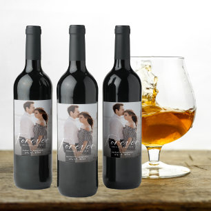 Forever has a nice ring Modern Photo Engagement  Wine Label