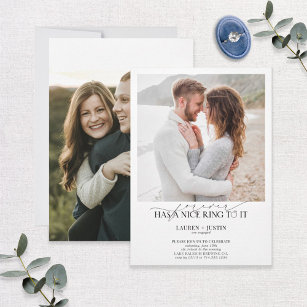 Forever Has a Nice Ring Quote 2 Photo Engagement Invitation