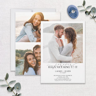 Forever Has a Nice Ring Quote 3 Photo Engagement   Invitation