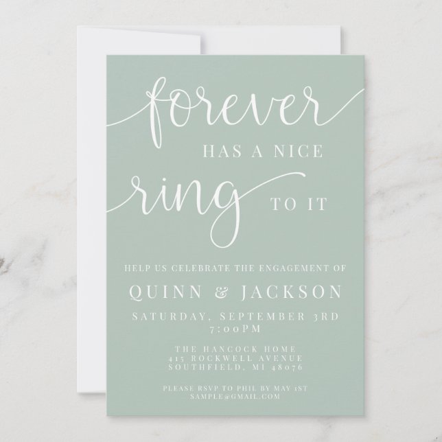 Forever Has A Nice Ring To It Engagement Invite (Front)