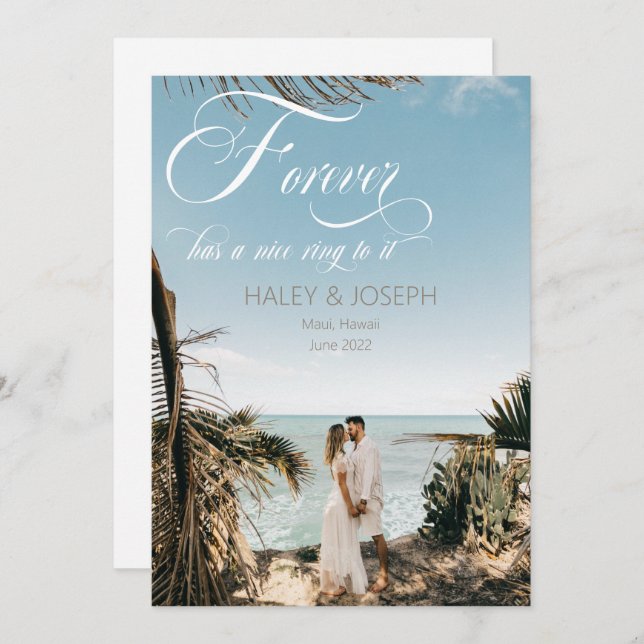 Forever Has A Nice Ring To It Photo Engagement Announcement (Front/Back)