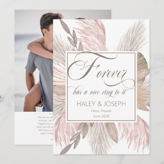 Forever Has A Nice Ring To It Photo Engagement Announcement (Front/Back)