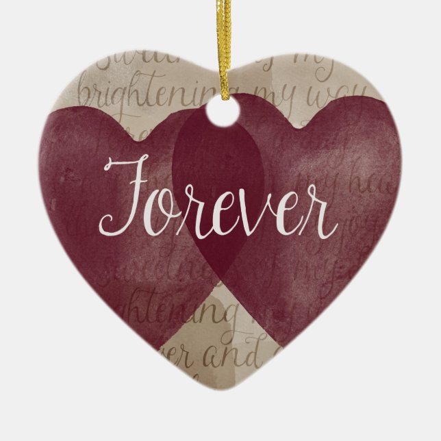 Forever Hearts Ceramic Ornament (Front)