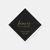 Forever Hearts | Elegant Gold Script Memorial Napk