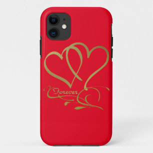 Forever Hearts Gold editable background colours iPhone 11 Case
