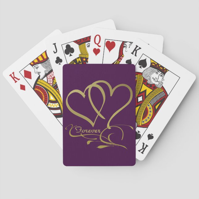 Forever Hearts Gold editable background colours Playing Cards (Back)