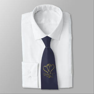 Forever Hearts Gold on Gun Metal Tie