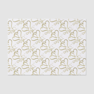 Forever Hearts Gold on White Tissue Paper